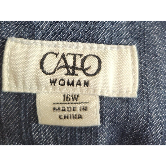 Cato Blue Denim Grunge Button High Rise Wide Leg Jeans Womens Plus Size 16W - Picture 3 of 11